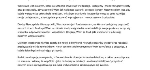 List Prezydenta Miasta Stolecznego Warszawy page 0001